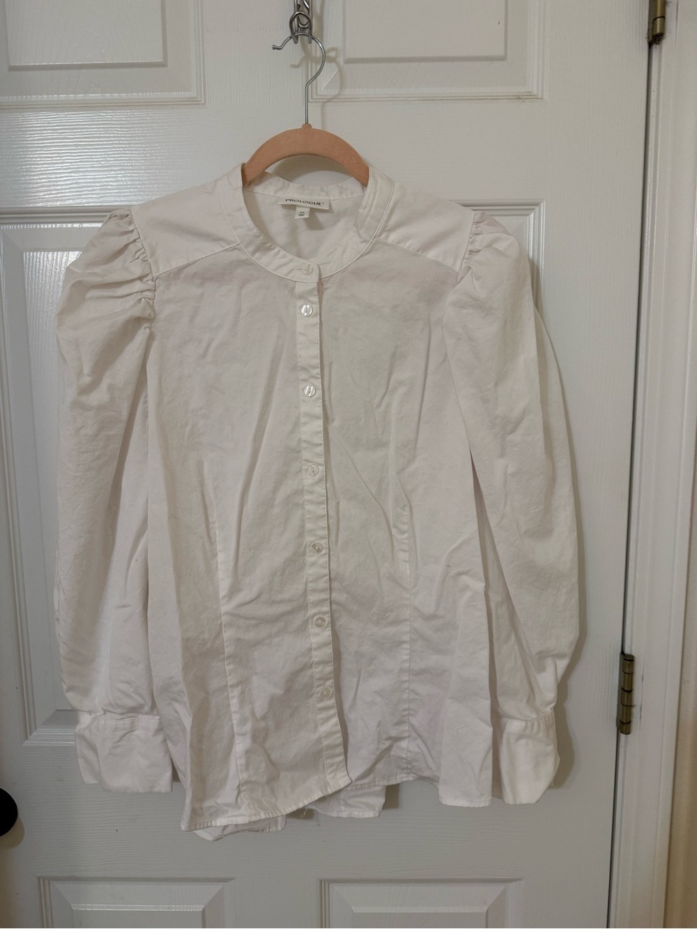 Prologue White Puff-Sleeve Button-Down Shirt